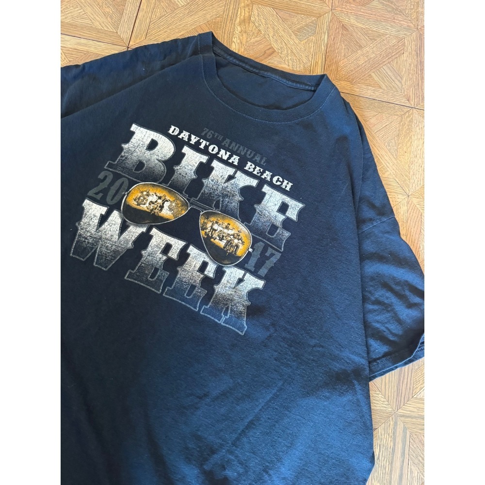 Daytona Beach Bike Week 2017 76th Annual Mens Black Graphic T-Shirt Skull 3XL 17